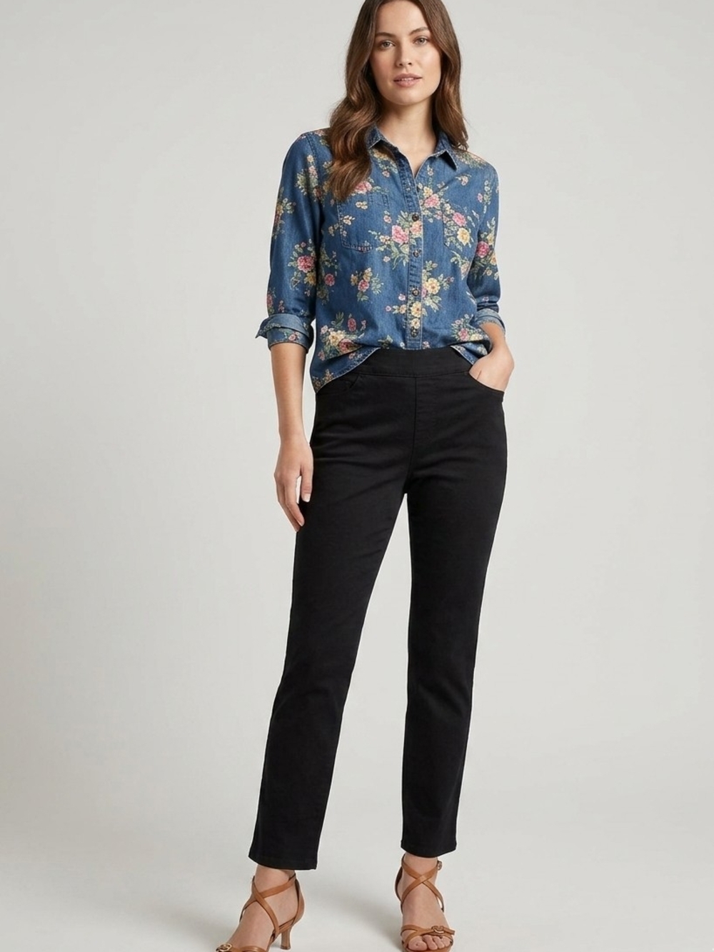 Liz Claiborne Black Straight-Leg Jeggings, Size Large - Picture 2 of 15